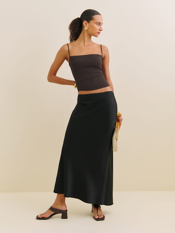 Layla Satin Skirt - Black